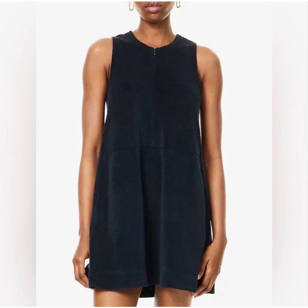 ME+EM Navy Towelling Tiered Short Dress Sleeveless Pockets NWT Size 10